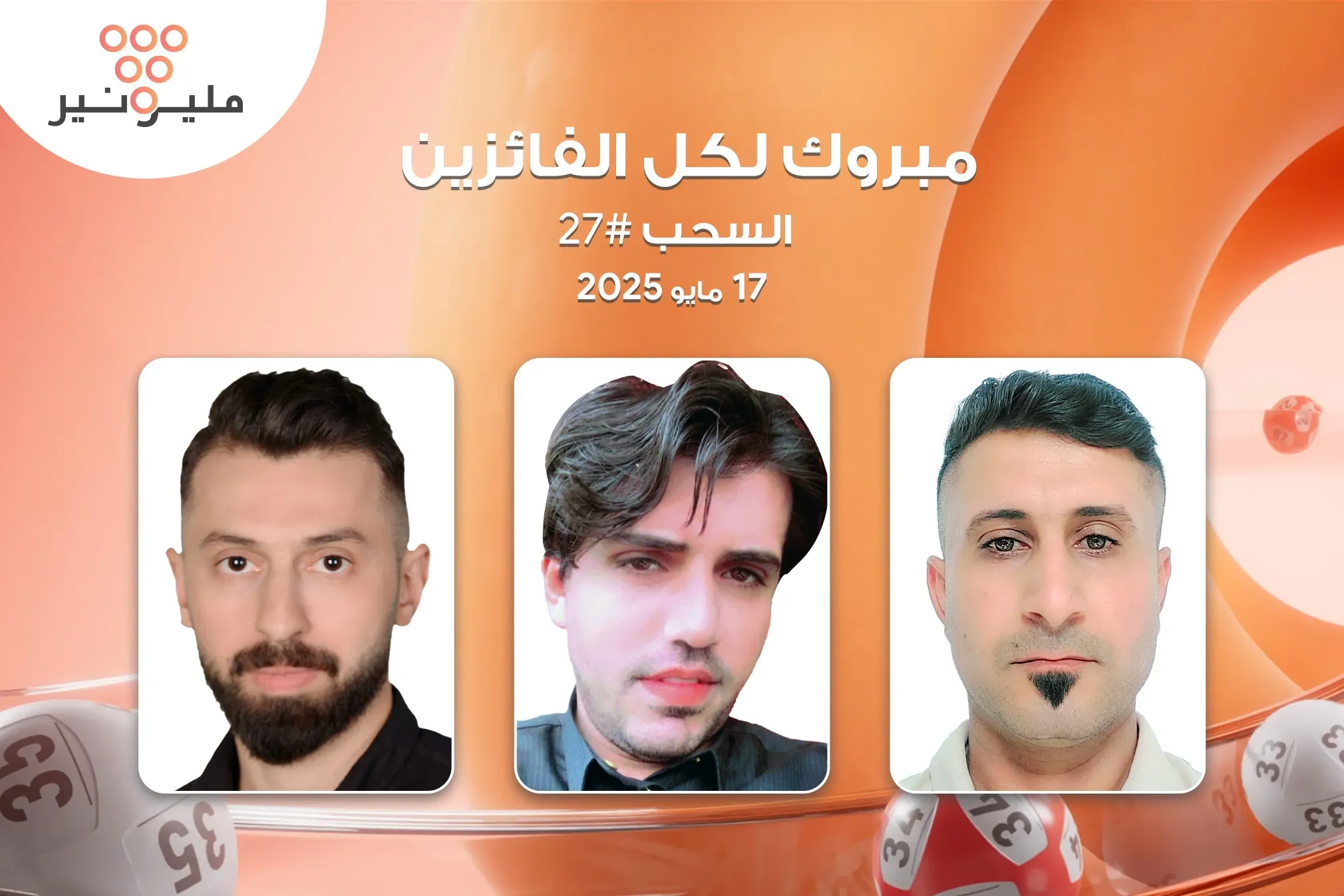 مليونير يغير تاريخ المسابقات في سحبه ال 27: مشارك واحد يفوز بثلاث جوائز مضمونة من أصل خمسة بقيمة مليون دينار للجائزة الواحدة